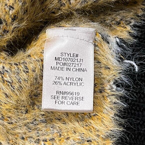 John Paul Richard cozy eyelash sweater yellow plaid S academic fuzzy academia - Picture 6 of 7